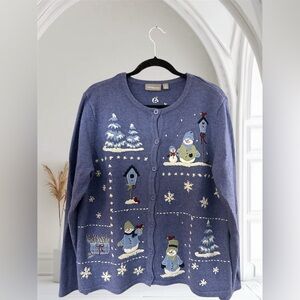 Vintage Croft & Barrow Snowman ☃️ Holiday Christmas Sweater Women’s Medium
